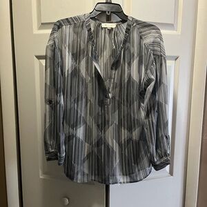 Vince Camuto Monochrome Striped Blouse